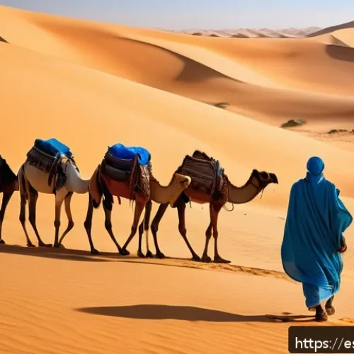 Home 17 사하라 아랍 민주 공화국의 여름과 겨울 날씨 - A panoramic desert landscape of the Saharan region during summer, showcasing a vast expanse of golde...