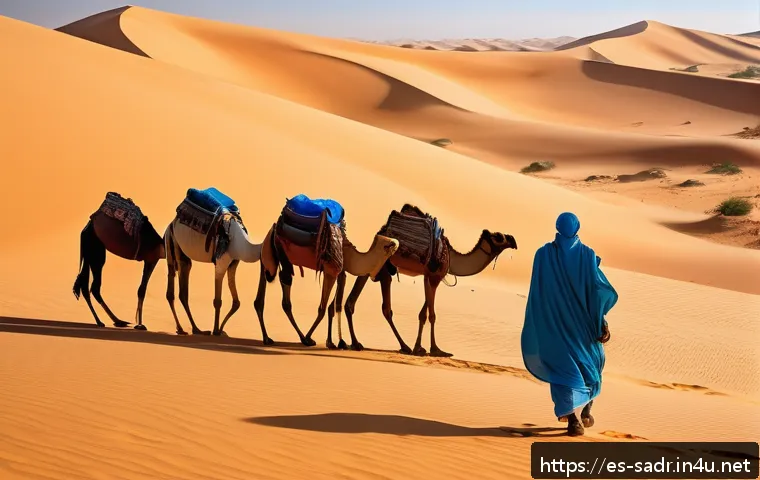 사하라 아랍 민주 공화국의 여름과 겨울 날씨 - A panoramic desert landscape of the Saharan region during summer, showcasing a vast expanse of golde...