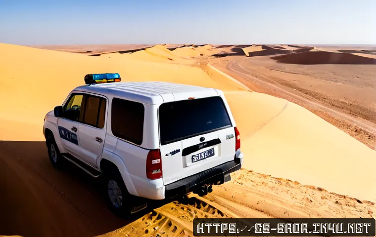Home 17 사하라 아랍 민주 공화국과 알제리 국경 상황 - Photorealistic wide-angle view of a remote Sahara desert border crossing between Algeria and Western...